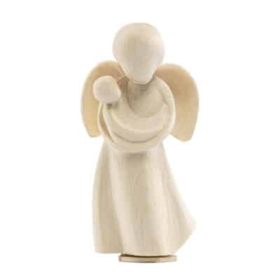 Engel met kind houten urn