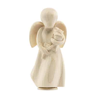 Engel met roos Houten mini-urn