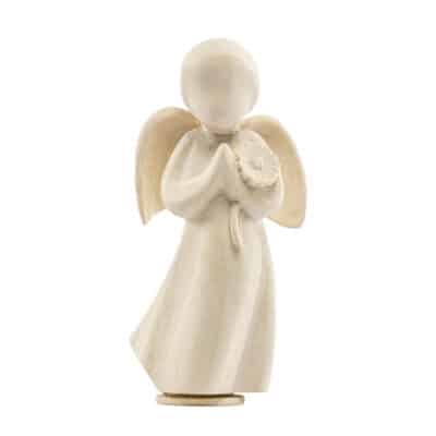 Engel met bloem Houten mini-urn