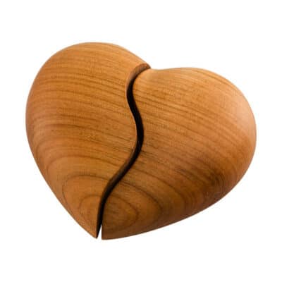Heart duo houten urn met 2 askamers