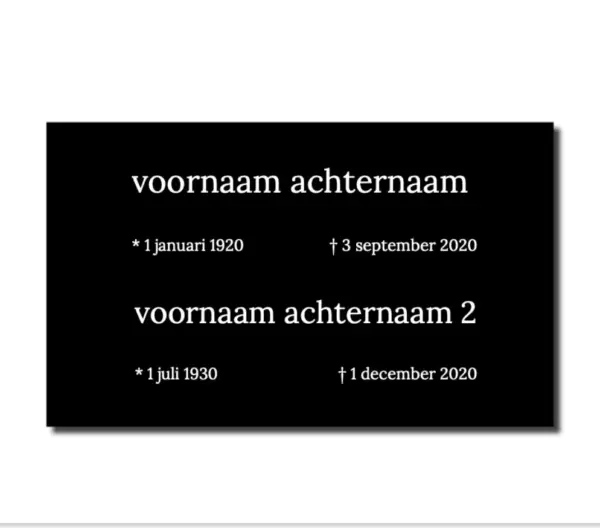 Grafmarkeerder - 1 of 2 namen (zonder paaltje)