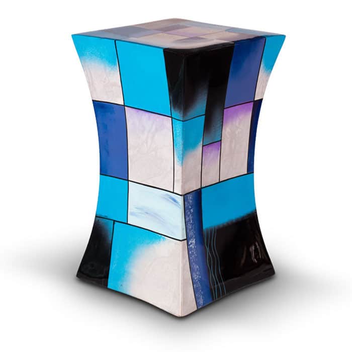 Blauwe moderne urn kopen