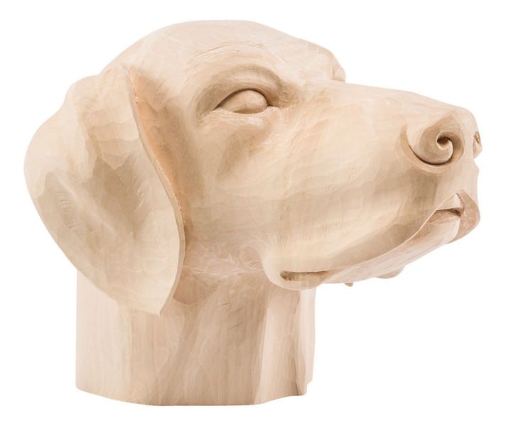 Hondenkop houten urn