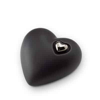 Keramische Urn Hartvorm – Groot – Zwart en zilver