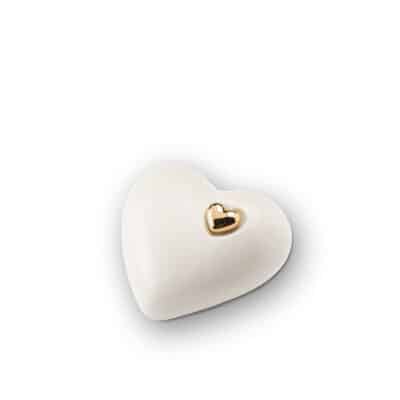 Keramische Urn Hartvorm – Middel – Wit en goud