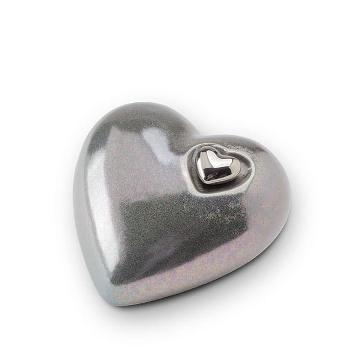 Keramische Urn Hartvorm – Groot – Zilver