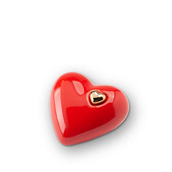 Keramische Urn Hartvorm – Middel – Rood en goud