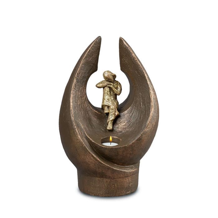 Keramische Urn Brons – Kunst – Vrouw Wereld stond stil