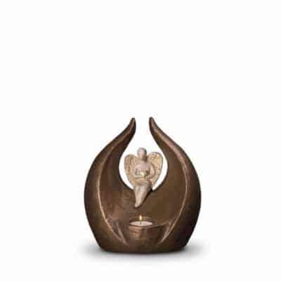 Keramische urn brons Beschermengeltje (waxine)