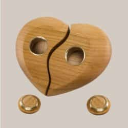 Heart duo houten urn met 2 askamers